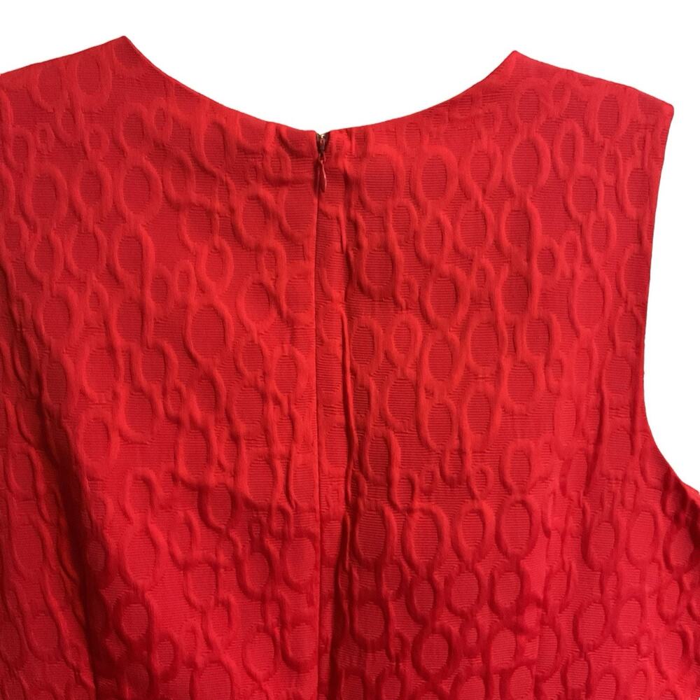 Red Sleeveless Dress| Sz 18 |Cotton Blend |Jacquard Sheath Career - Picture 6 of 13